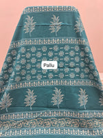Teal Blue Pure Soft Cotton Saree pallu