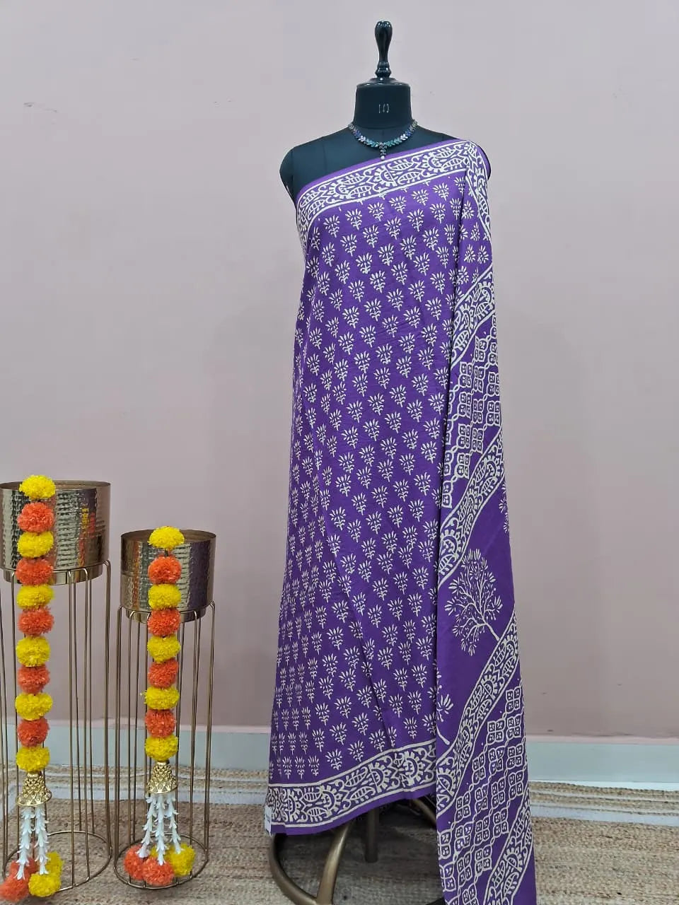 Purple Pure Soft Cotton Saree 
