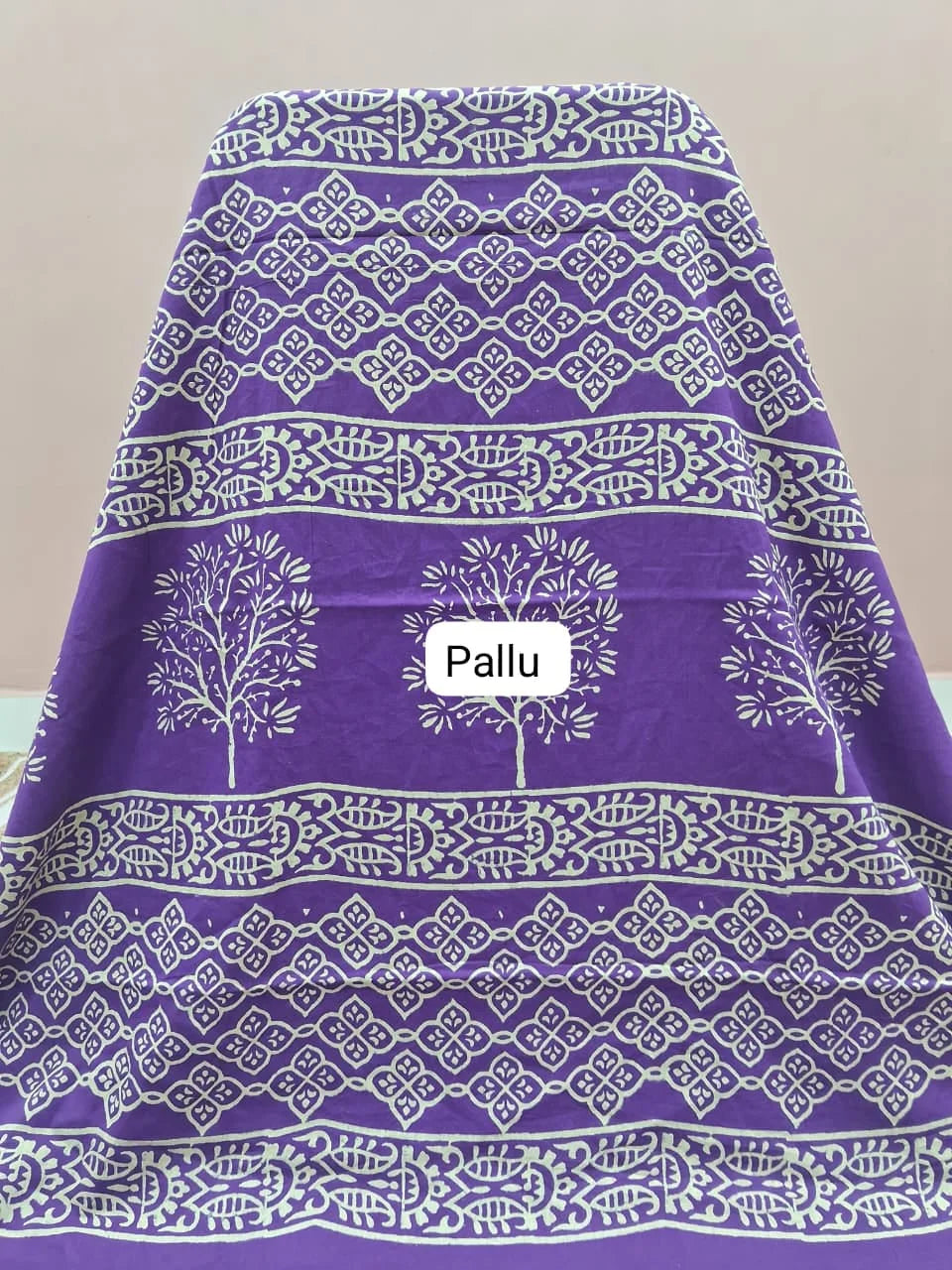 Purple Pure Soft Cotton Saree pallu