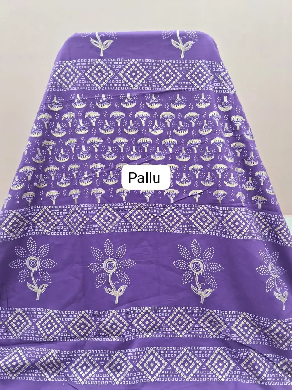 Dark Purple Pure Soft Cotton Saree pallu