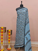 Serene Slate Blue Soft Cotton Saree 