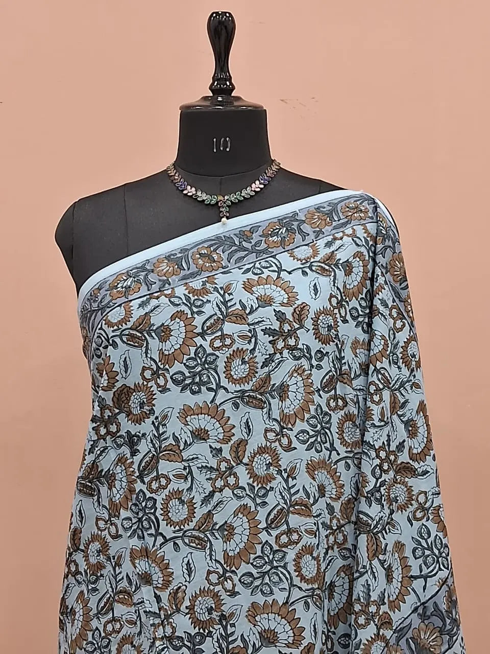 Serene Slate Blue Soft Cotton Saree 1