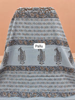 Serene Slate Blue Soft Cotton Saree pallu