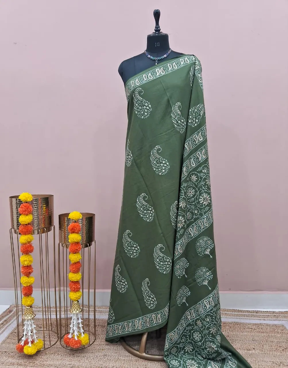 Green Soft Cotton Saree 