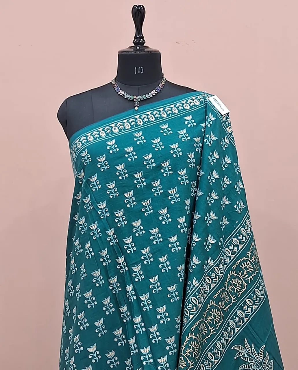 Dark Teal Blue Soft Cotton Saree 1