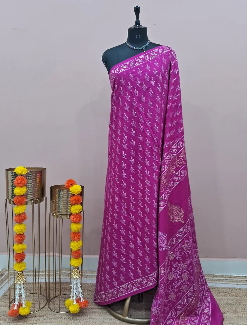 Pink Soft Cotton Saree 