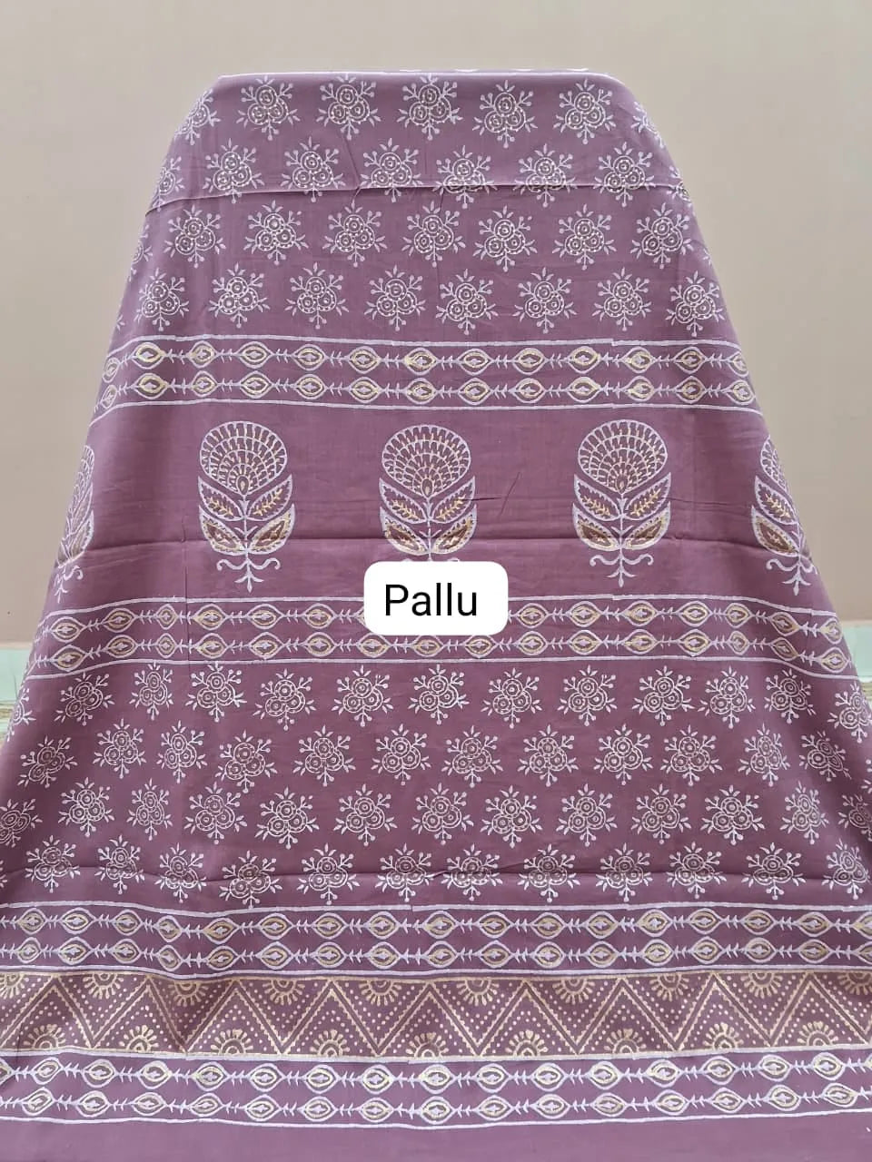 Onion Pink Soft Cotton Saree pallu