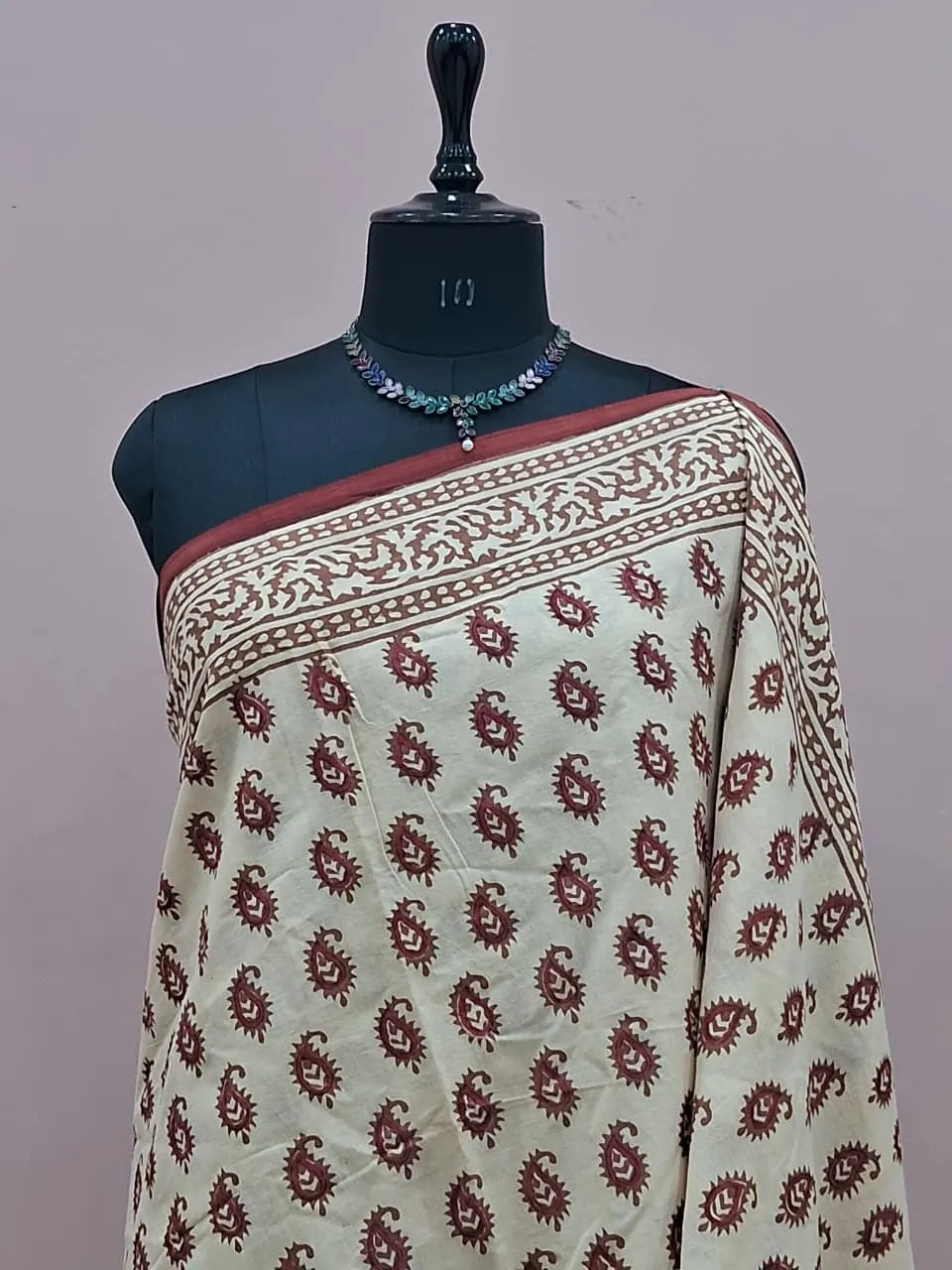 Dark Beige Soft Cotton Saree 1