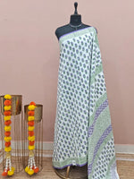 Milky White Soft Cotton Saree 