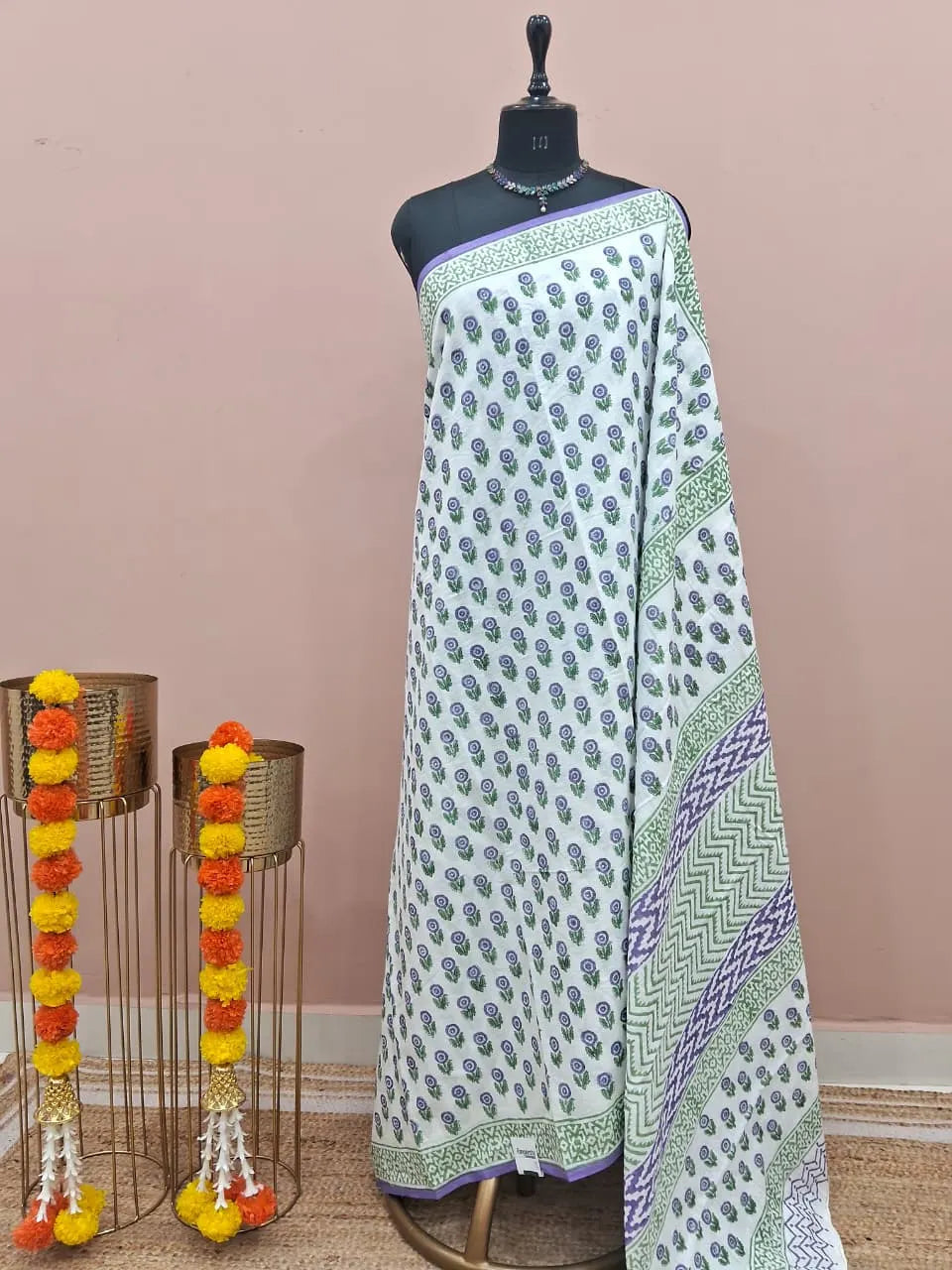 Milky White Soft Cotton Saree 