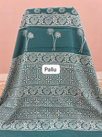 Teal Blue Soft Cotton Saree pallu
