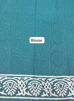 Teal Blue Soft Cotton Saree blouse