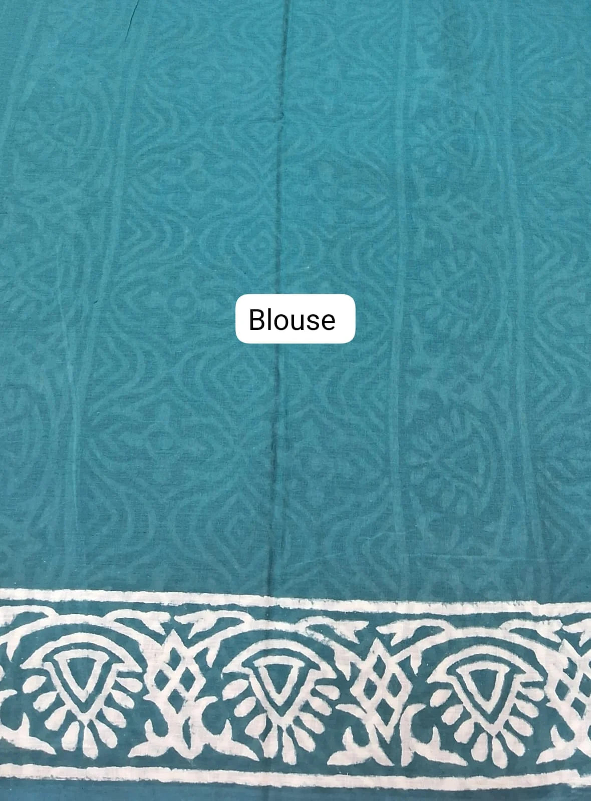 Teal Blue Soft Cotton Saree blouse