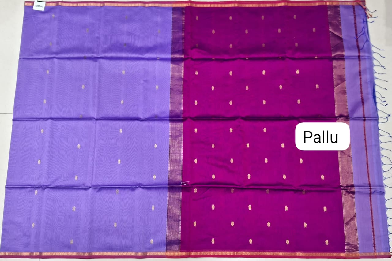 Lavender pure Maheshwari silk saree Pallu