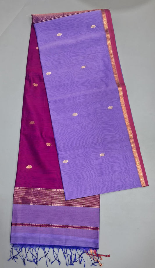 Lavender pure Maheshwari silk saree