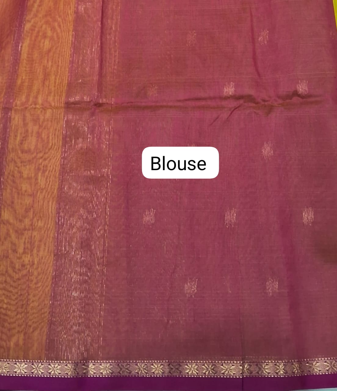 Mango yellow pure Maheshwari silk saree Blouse