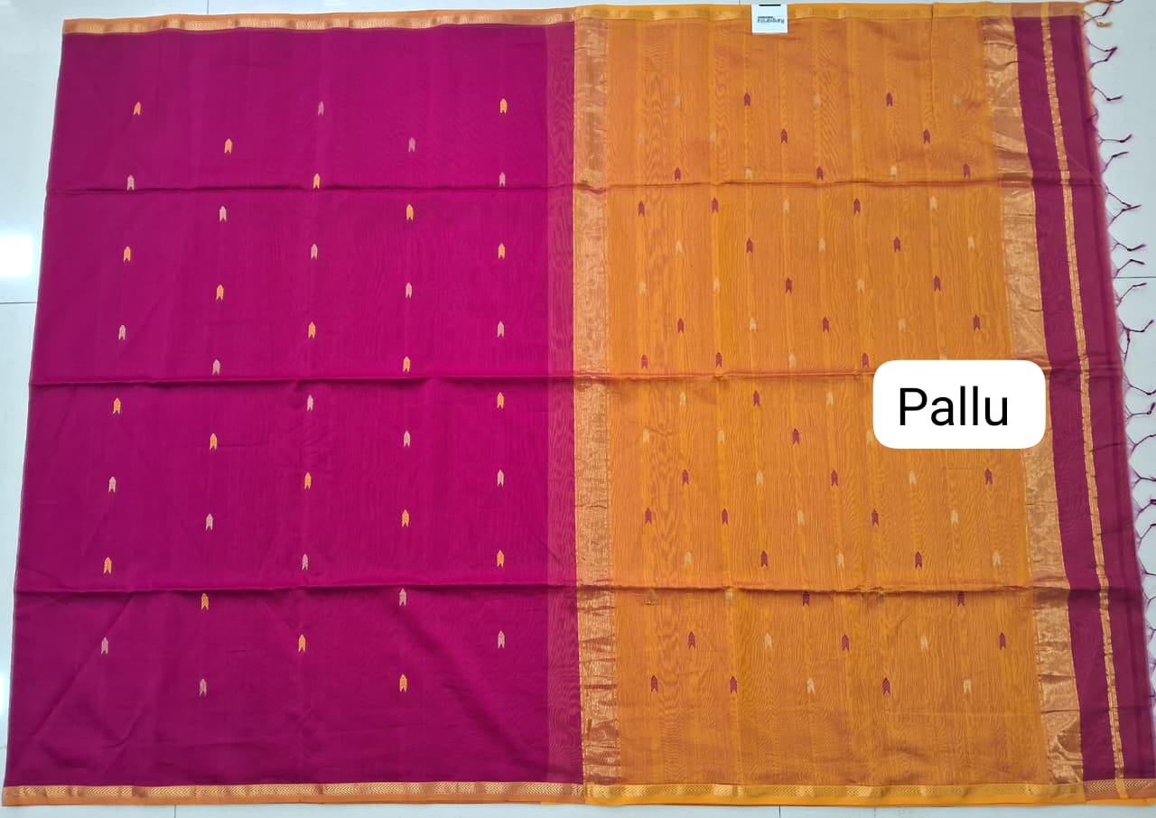 Rani Pink Pure Maheshwari Silk Saree Pallu