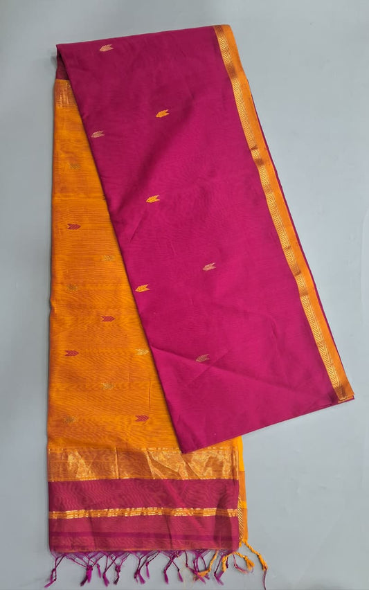 Rani Pink Pure Maheshwari Silk Saree