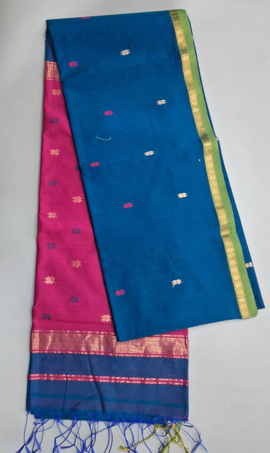 Royal Blue Pure Maheshwari Silk Saree 