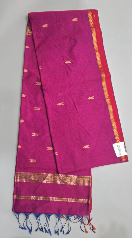 Fuchsia Pink Pure Maheshwari Silk Saree 