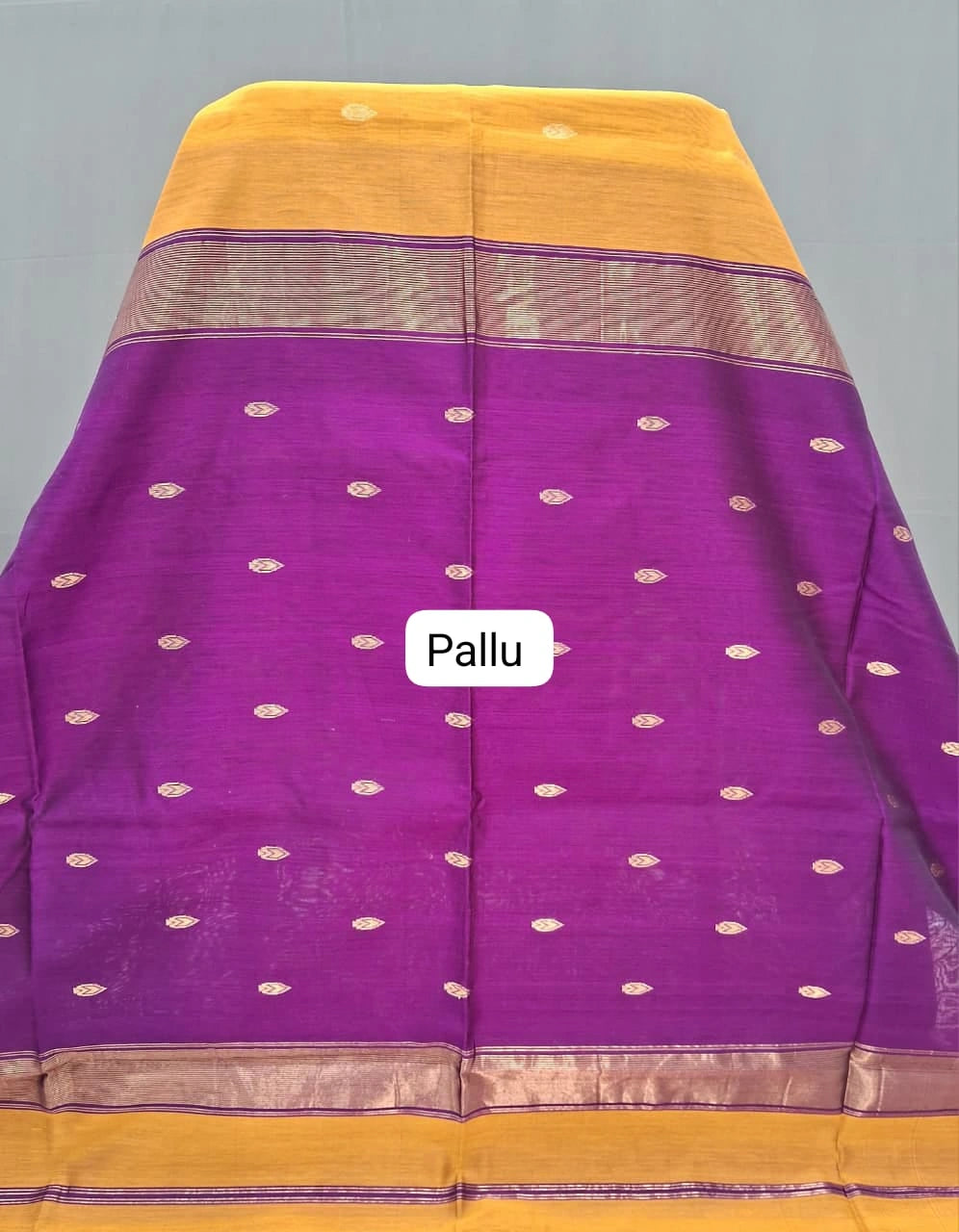 Premium Mustard Yellow Pure Maheshwari Silk Saree Pallu
