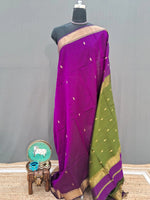 Purple Pure Maheshwari Silk Saree