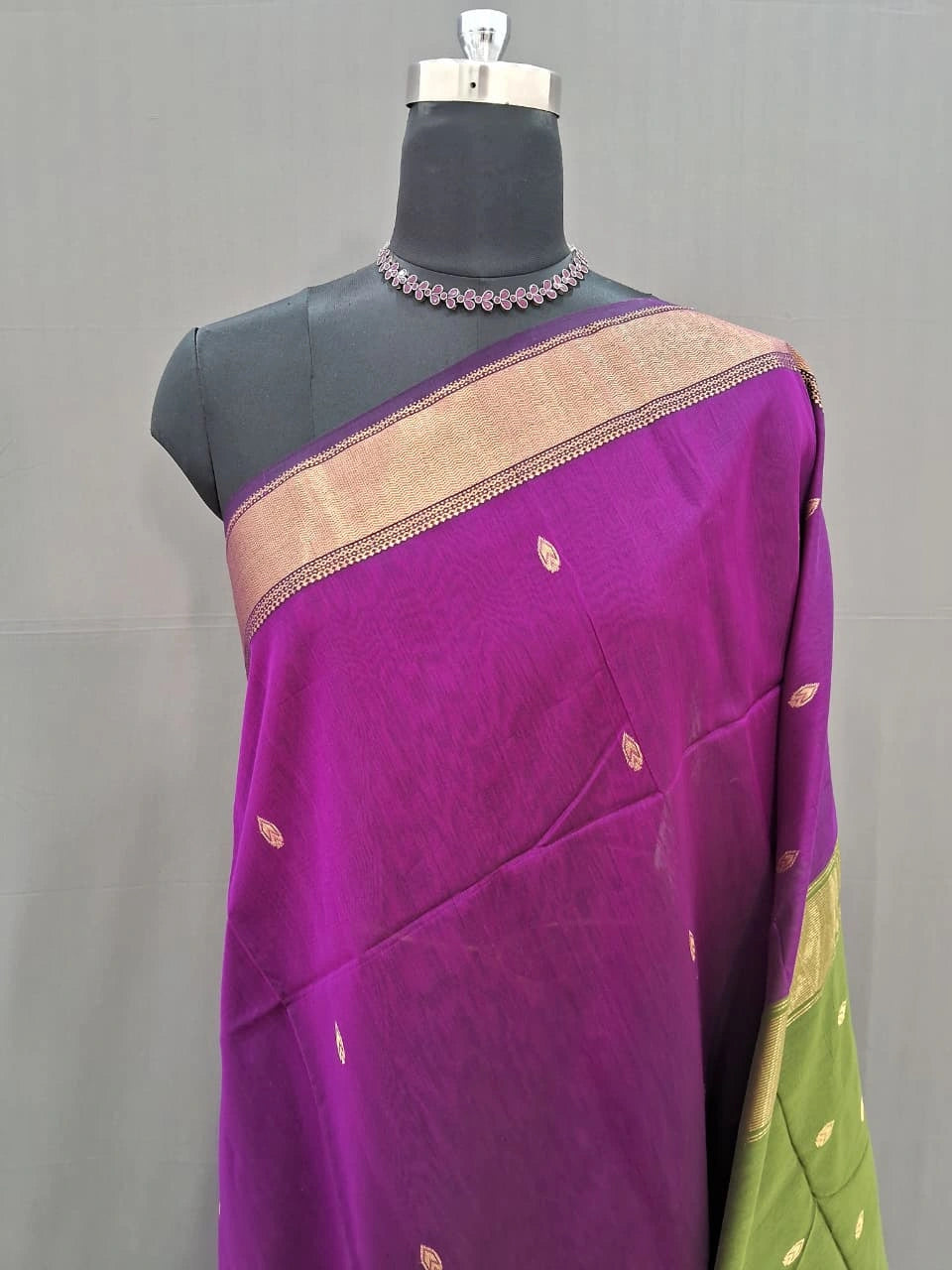 Purple Pure Maheshwari Silk Saree 1