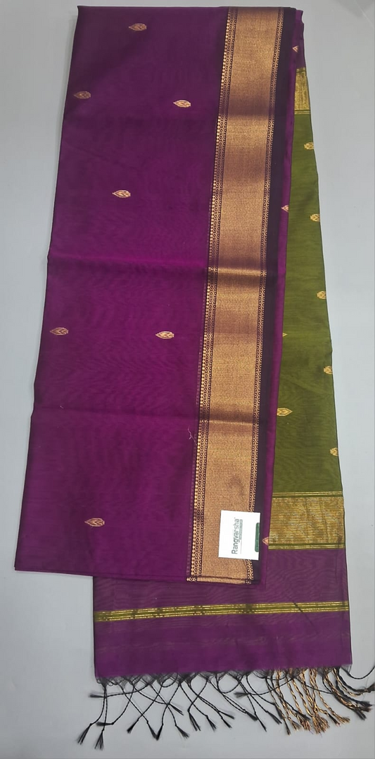 Purple Pure Maheshwari Silk Saree