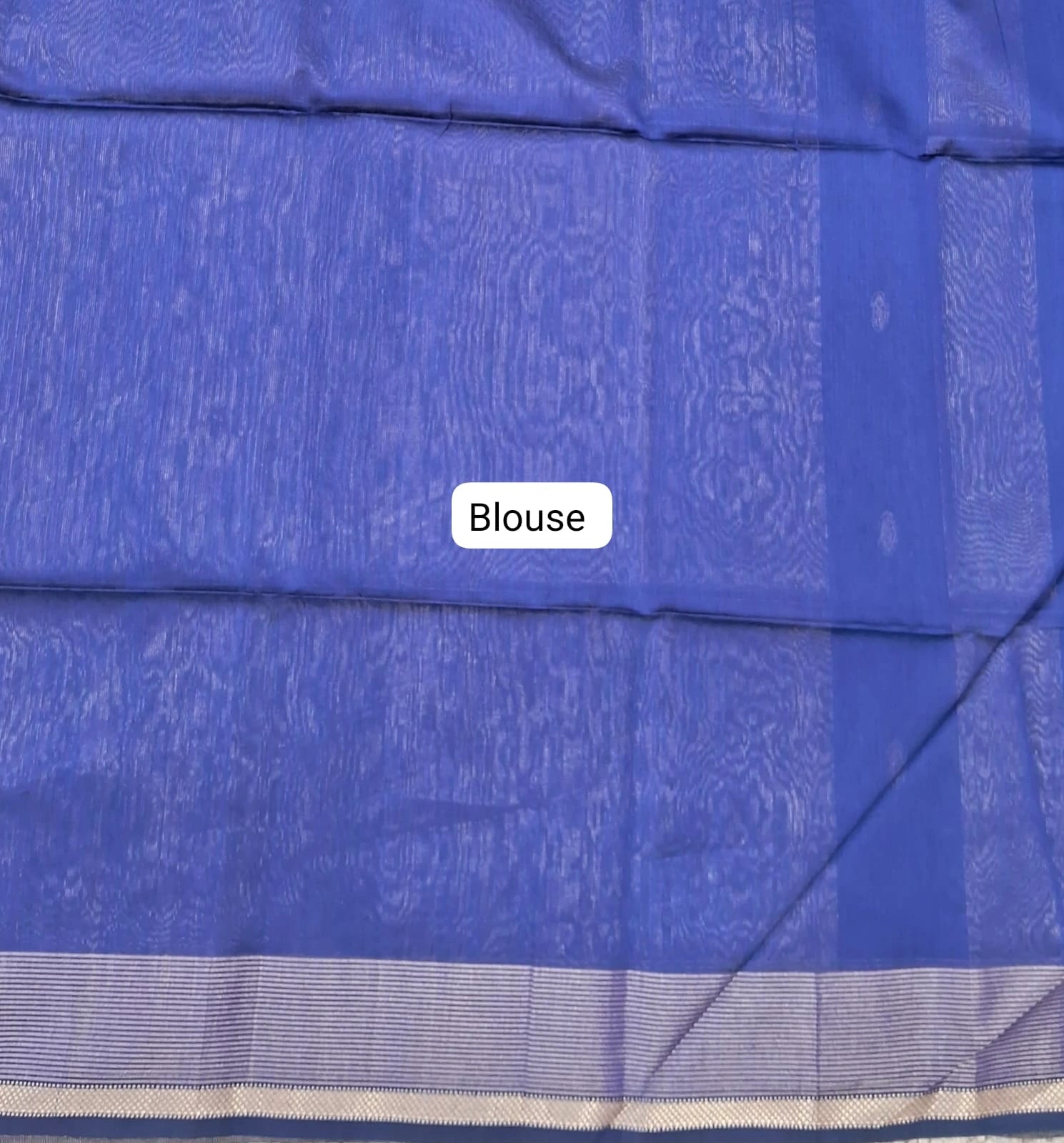 Navy Blue Pure Maheshwari Silk Saree Blouse