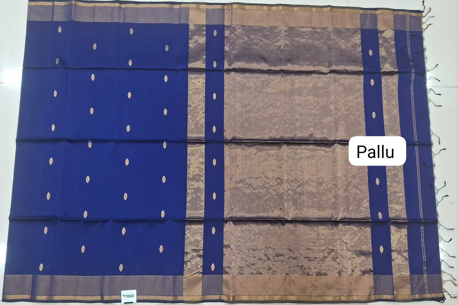 Navy Blue Pure Maheshwari Silk Saree Pallu