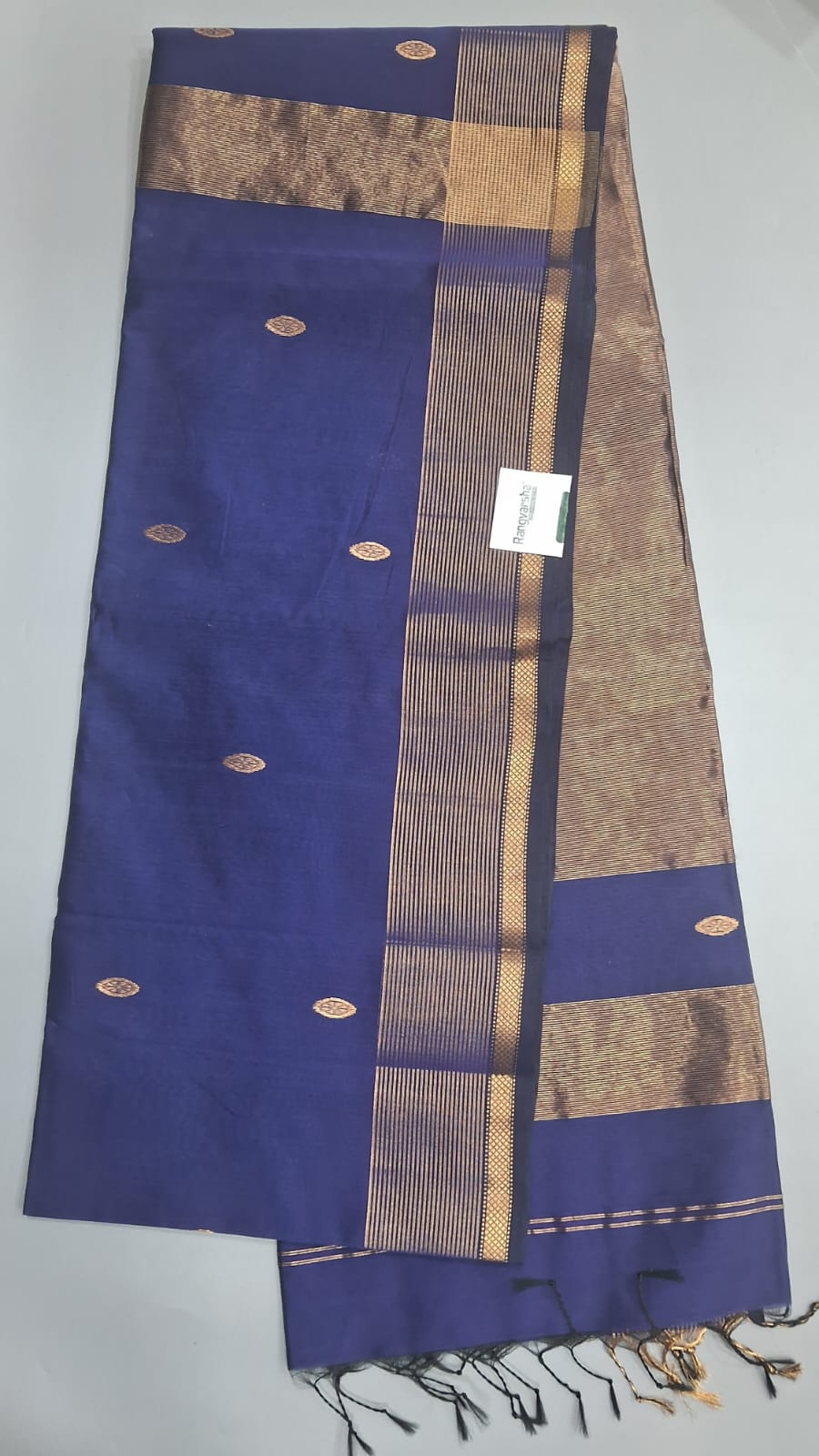 Navy Blue Pure Maheshwari Silk Saree