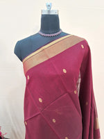 Maroon Pure Maheshwari Silk Saree 1