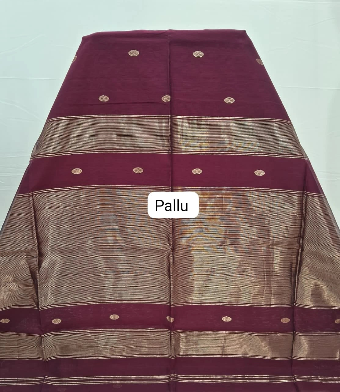 Maroon Pure Maheshwari Silk Saree Pallu