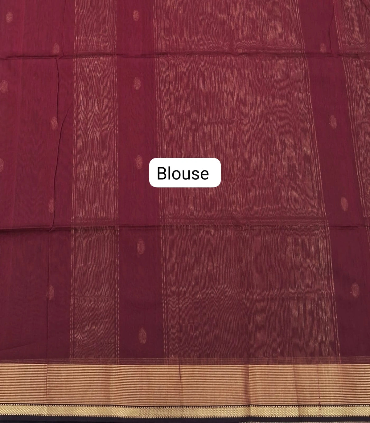 Maroon Pure Maheshwari Silk Saree Blouse