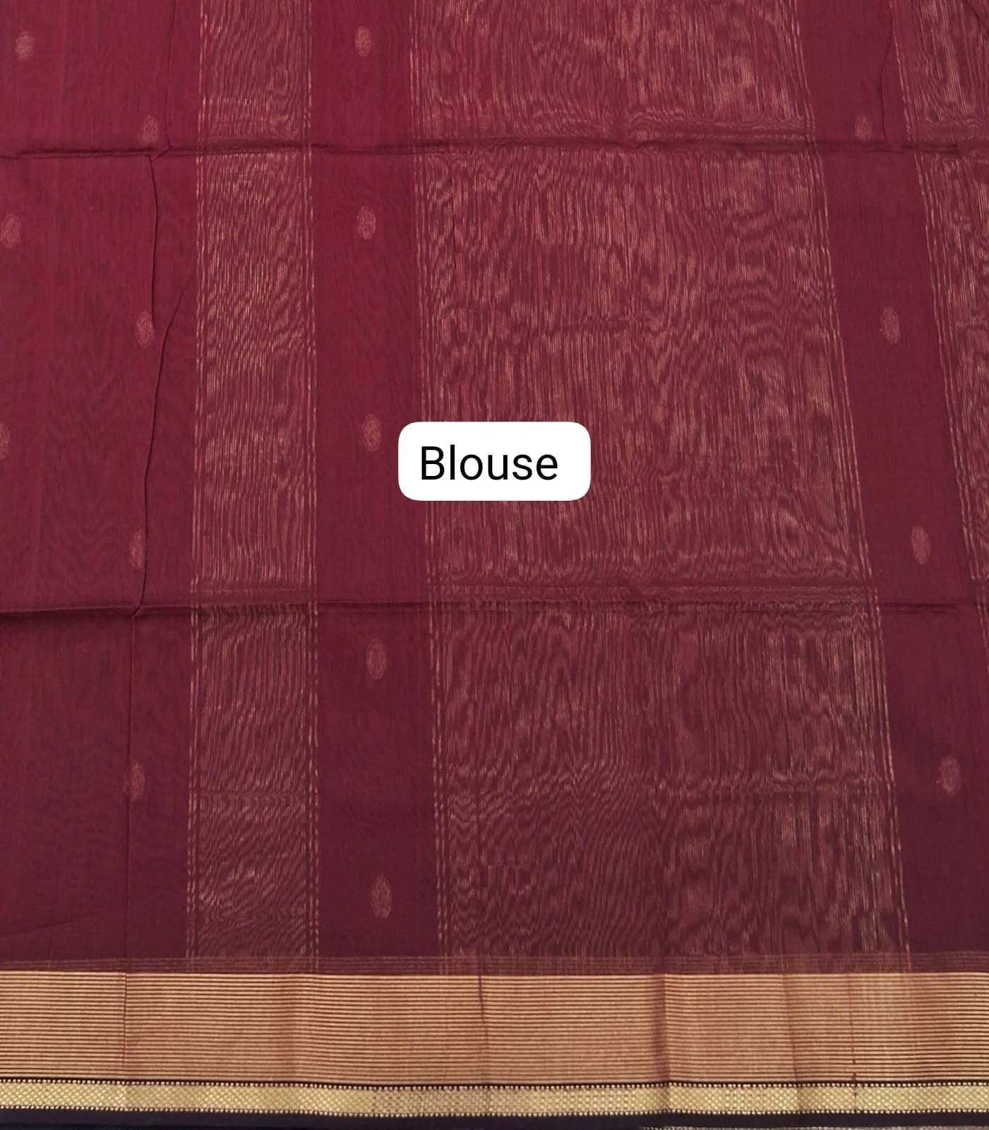 Maroon Pure Maheshwari Silk Saree Blouse