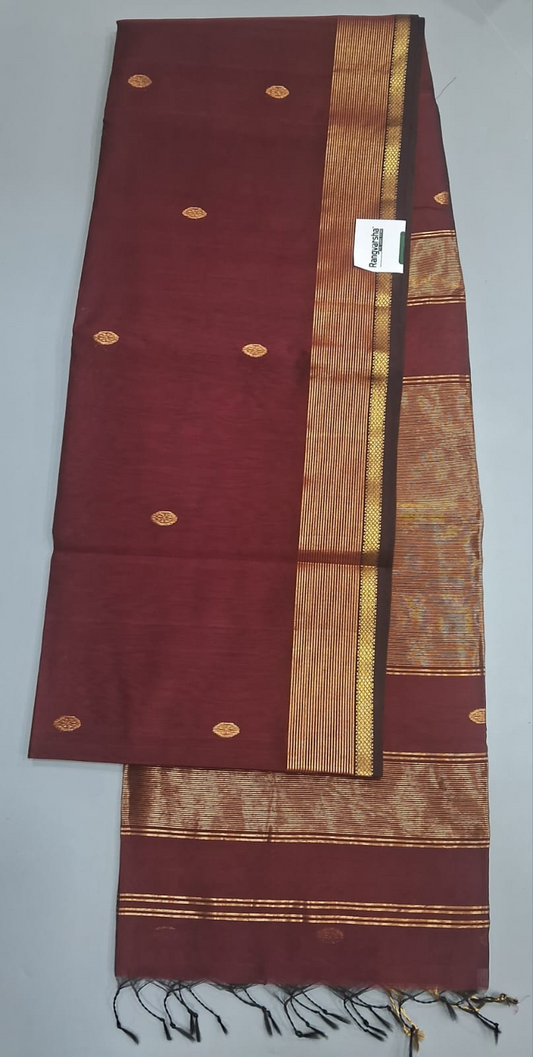 Maroon Pure Maheshwari Silk Saree 
