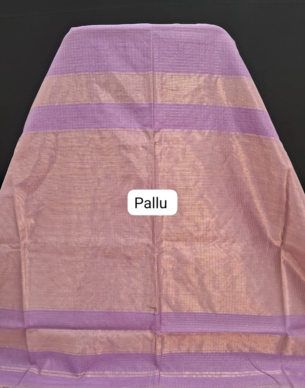 Lavender Pure Maheshwari Silk Saree Pallu