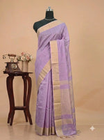 Lavender Pure Maheshwari Silk Saree