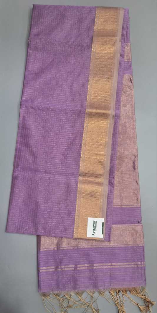 Lavender Pure Maheshwari Silk Saree