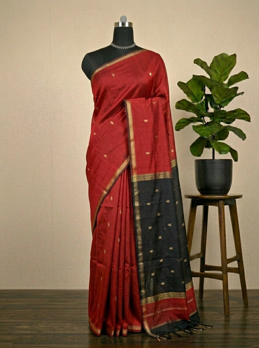 Red Pure Maheshwari Silk Saree
