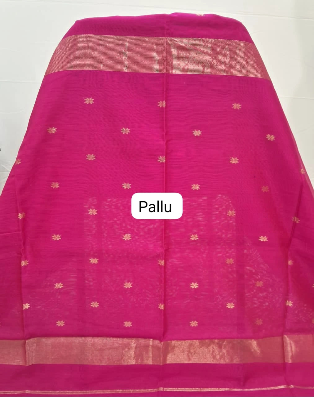 Rani Pink Pure Maheshwari Silk Saree Pallu