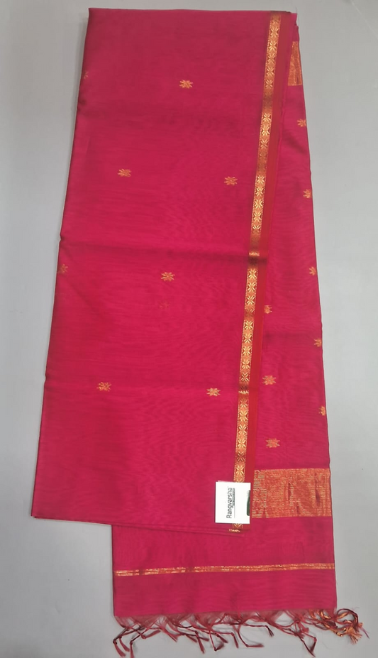 Rani Pink Pure Maheshwari Silk Saree