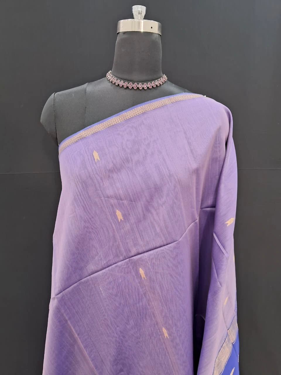 Light Lavender Pure Maheshwari Silk Saree 1