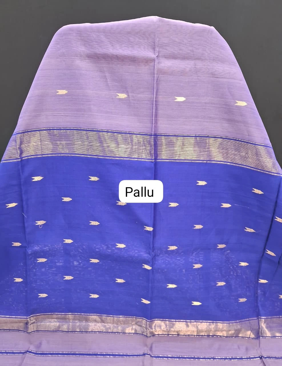 Light Lavender Pure Maheshwari Silk Saree Pallu