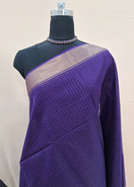 Purple Checked Pure Maheshwari Silk Saree 1