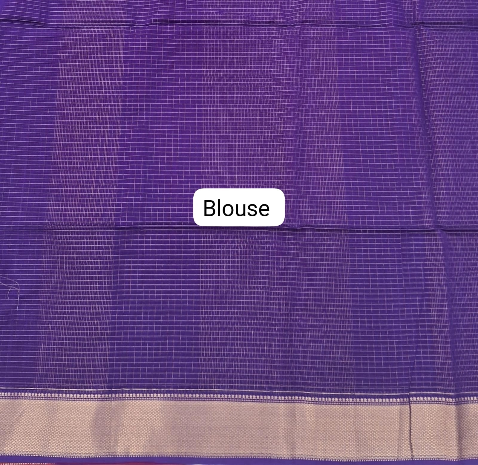 Purple Checked Pure Maheshwari Silk Saree Blouse