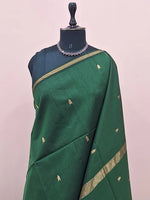 Bottle Green Pure Maheshwari Silk saree 1