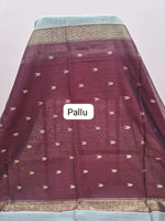 Metal Grey Pure Maheshwari Silk Saree pallu