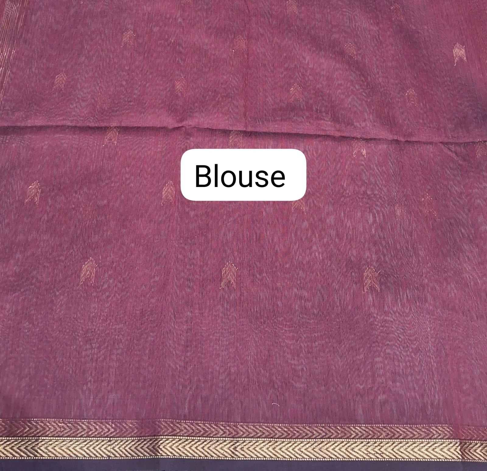 Metal Grey Pure Maheshwari Silk Saree blouse