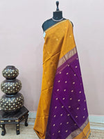 Mustard Yellow Pure Maheshwari Silk Saree